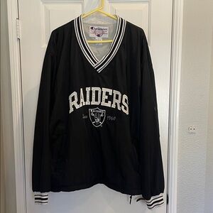 Vintage Champion black Raiders lined pullover with zippered pockets Extra Large